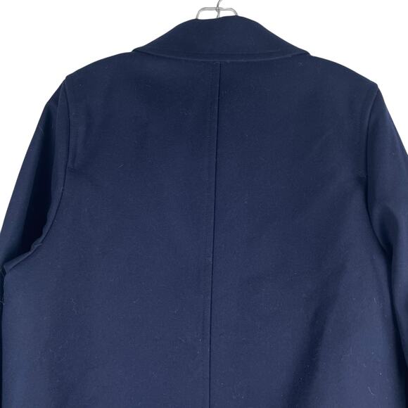 J. Crew Wool Blend Melton Boyfriend Coat One Button Navy Blue Size 12 - Picture 8 of 12